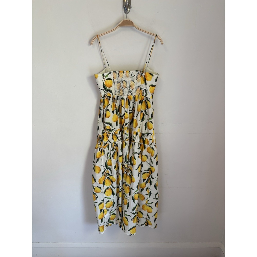 J. Crew Midi Dress Lemon Limoncello Print Buttons Preppy Citrus 6 100% Cotton - Picture 5 of 8